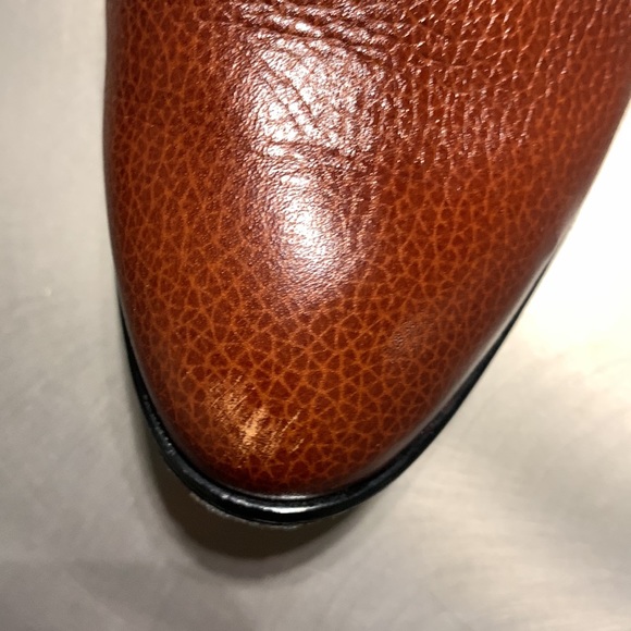 Salvatore Ferragamo Cognac Brown Pebbled Leather Flat Size 9 - Picture 9 of 11